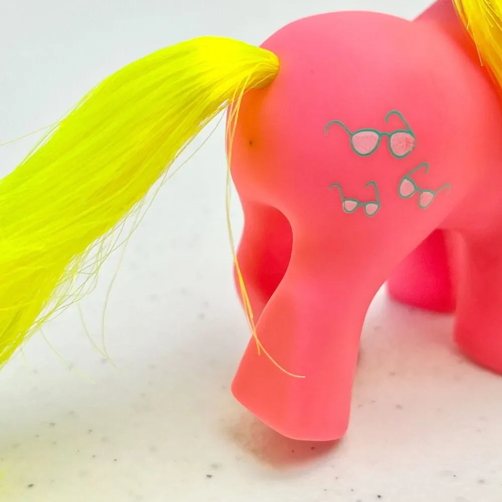 Vintage G1 My Little Pony Baby Shady BBE Pink Yellow w/ Accessories Hasbro 1986